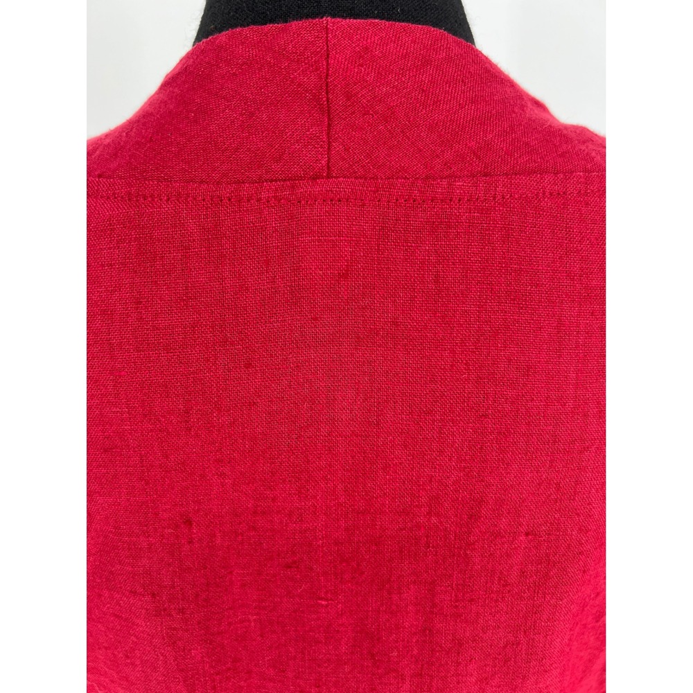LINENBEE Linen Tunic Dress Women L Red Pockets Lagenlook Pockets Adjustable Hem - Picture 12 of 16